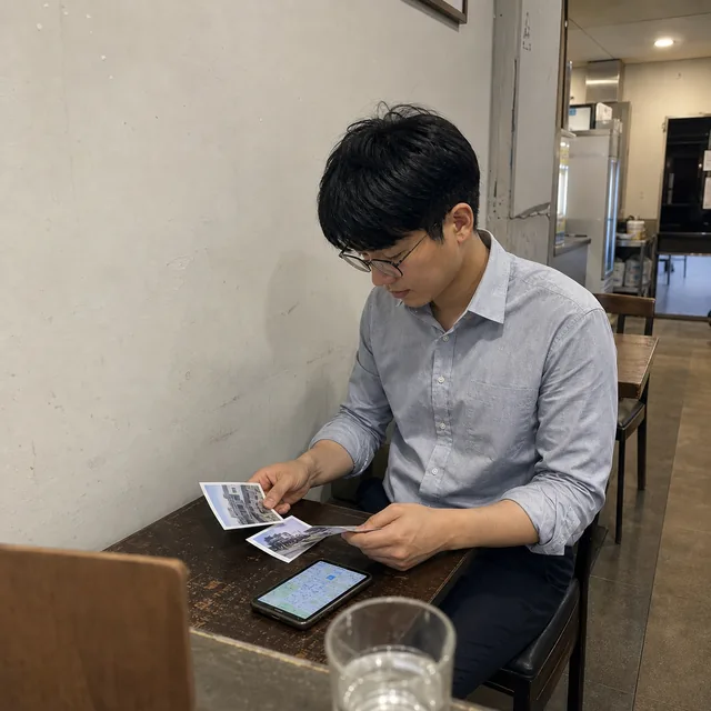 후보 점포 자료와 지도를 검토하는 모습